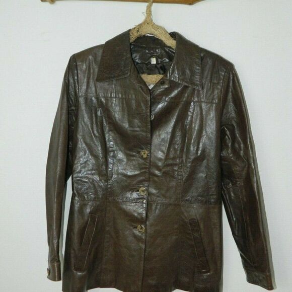 Vakko Jacket Leather Women's Brown Blazer Style Jacket Size Large - Picture 3 of 11